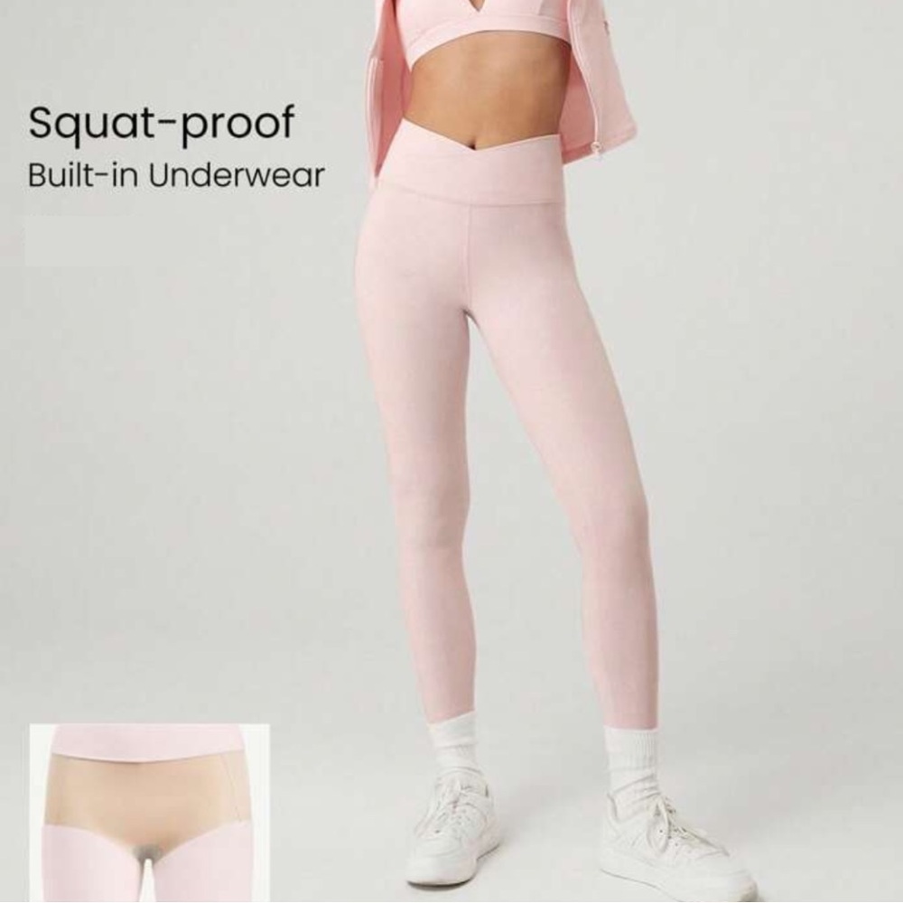 GLOWMODE FeatherFit™ Crossover Yoga Leggings – Soft Pink/21’ NWT